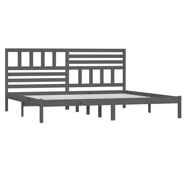 vidaXL Okvir za krevet od masivne borovine sivi 200 x 200 cm