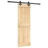 vidaXL Klizna vrata Prirodna i crna 70 x 210 cm Čvrsta borovina