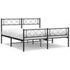 vidaXL Metalni okvir kreveta uzglavlje i podnožje crni 140x190 cm