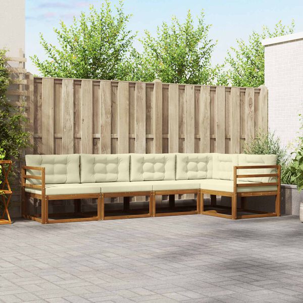 vidaXL Set vanjskih sofa s jastukom 5 pcs Prirodna i krem