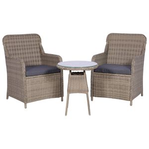 vidaXL 3-dijelni bistro set od poliratana s jastucima smeđi