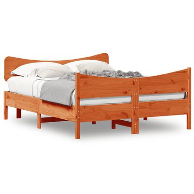 vidaXL Okvir kreveta s uzglavljem voštano smeđi 140x190 cm od borovine