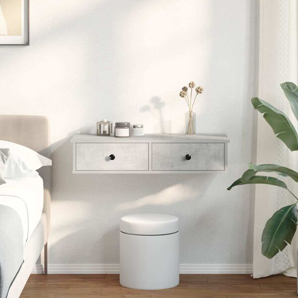 vidaXL Zidna polica s ladicama beton siva 80x34x17cm konstruirano drvo