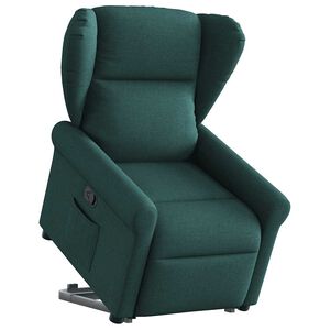 vidaXL Naslonjač na podizanje od tkanine tamnozeleni
