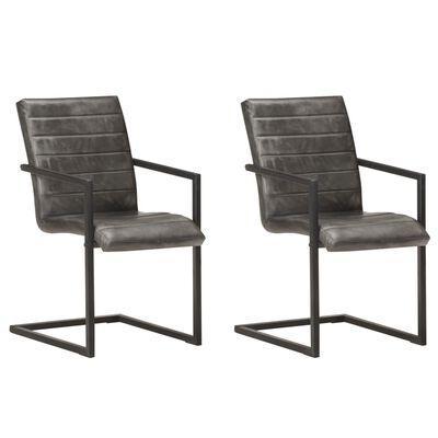 vidaXL Konzolne blagovaonske stolice od prave kože 2 kom sive