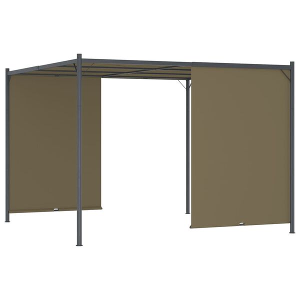 vidaXL Vrtna pergola s pomičnim krovom 3 x 3 m smeđe-siva 180 g/m²