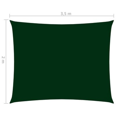 vidaXL Jedro protiv sunca od tkanine pravokutno 2 x 3,5 m tamnozeleno