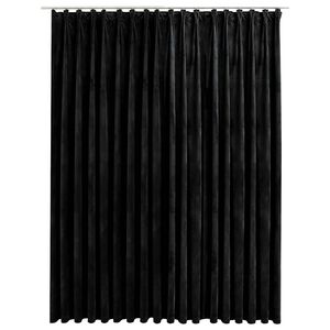 vidaXL Zavjesa za zamračivanje s kukama bar&scaron;unasta crna 290 x 245 cm