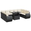 vidaXL 10-dijelni set vrtnih sofa s jastucima crni od poliratana