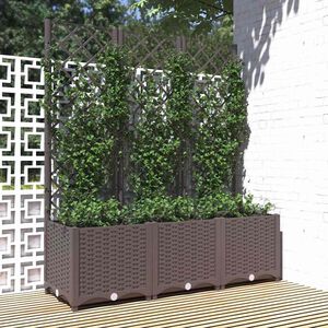 vidaXL Vrtna žardinjera s re&scaron;etkom smeđa 120x40x136 cm PP