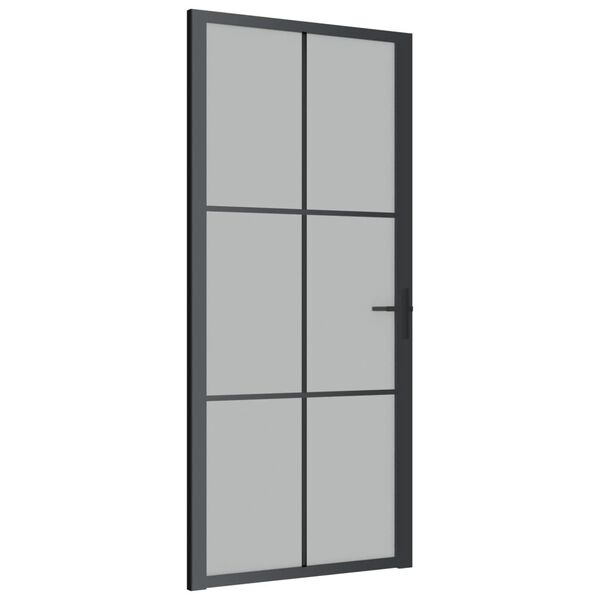 vidaXL Unutarnja vrata 93 x 201,5 cm crna od mat stakla i aluminija