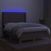 vidaXL Krevet box spring s madracem LED smeđesivi 140x190 cm tkanina