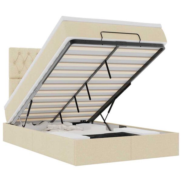 vidaXL Otomanski krevet madracem i LED krem 120x190 cm tkanina