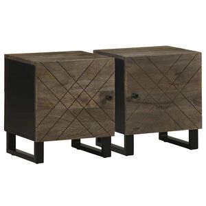 vidaXL Noćni ormarići 2 kom crni 40x33x46 cm od masivnog drva manga