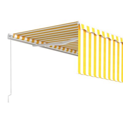 vidaXL Tenda na ručno uvlačenje s roletom 4 x 3 m žuto-bijela