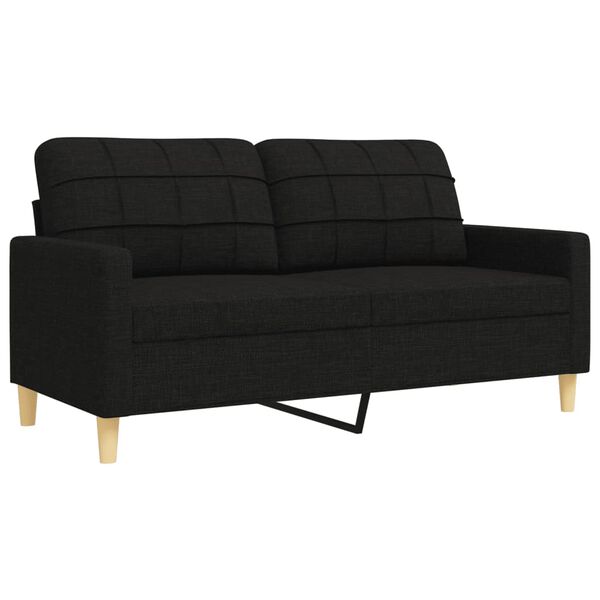 vidaXL 3-dijelni set sofa s tabureom i jastucima crni tkanina