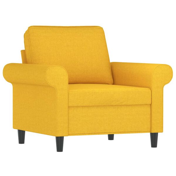 vidaXL Fotelja s tabureom svjetložuta 60 cm od tkanine