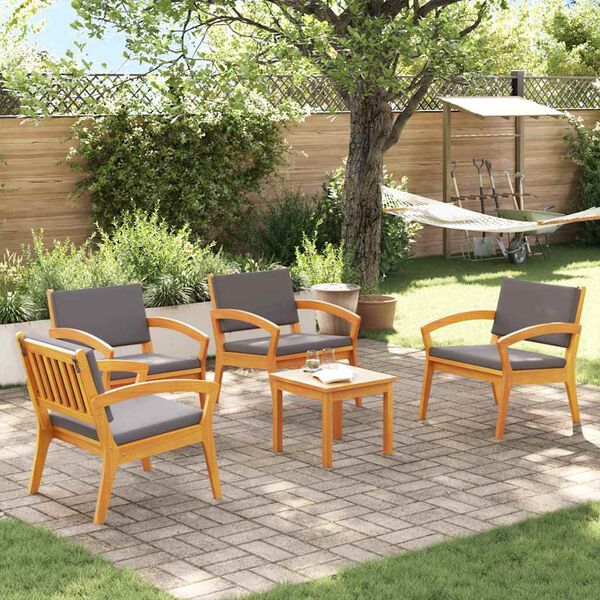 vidaXL Bistro set s jastukom 5 pcs Smeđa Poliester