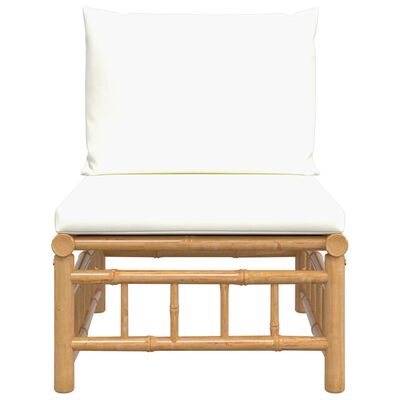 vidaXL Srednja vrtna sofa od bambusa s krem bijelim jastucima