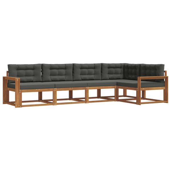 vidaXL Set vanjskih sofa s jastukom 5 pcs Prirodna i antracit