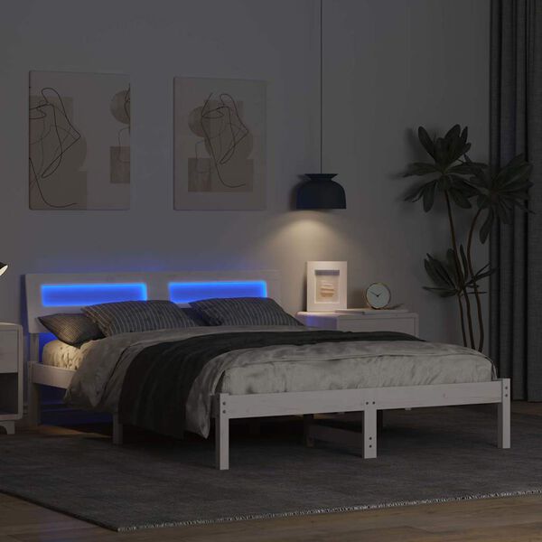 vidaXL Krevetna konstrukcija Bijelo 120 x 190 cm Čvrsto borovo drvo