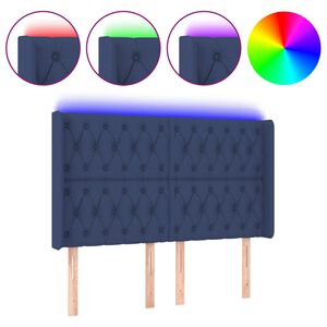 vidaXL LED uzglavlje plavo 163 x 16 x 118/128 cm od tkanine