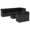 vidaXL 9-dijelni set vrtnih sofa s jastucima crni od poliratana