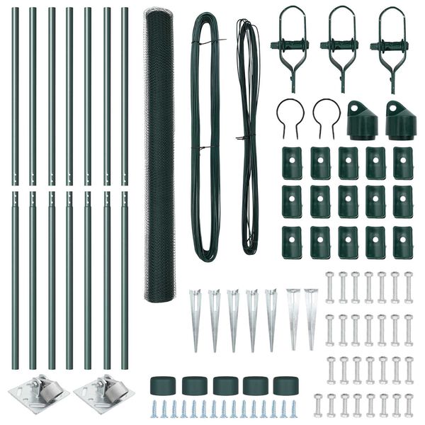 vidaXL Stup za ogradu Zelena 10 x 1,5 m (13 mm mreža) Čelik i PVC