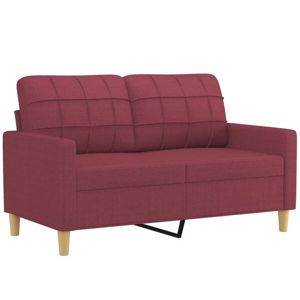 vidaXL 3-dijelni set sofa s jastucima crvena boja vina od tkanine