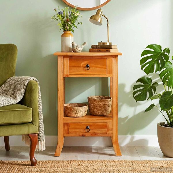 vidaXL Konzolna stolica s ladicama Prirodna 50,5 x 30 x 75,5 cm