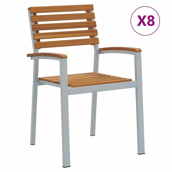 vidaXL Vrtna stolica 8 pcs Smeđa 56 x 57 x 87 cm Čvrsto drvo akacije