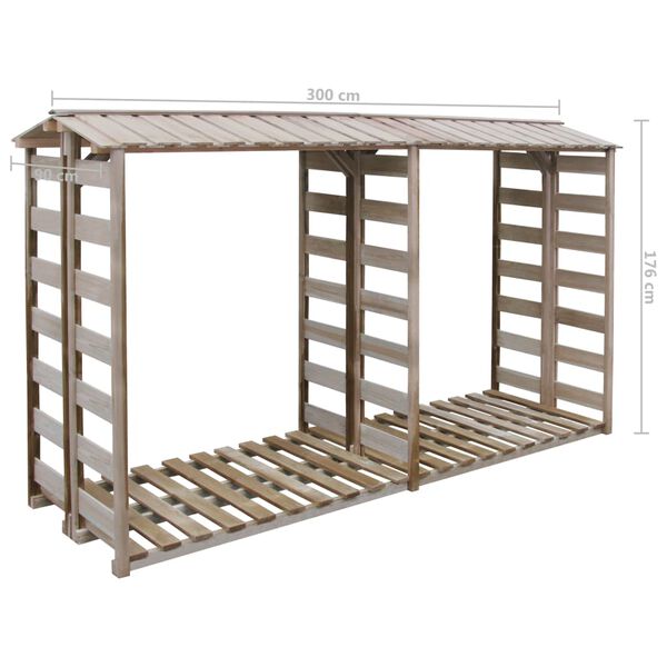 vidaXL Spremište za drva 300 x 90 x 176 cm od impregnirane borovine