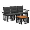 vidaXL Set vanjskih sofa 4 pcs Crna i tamno siva Poliester