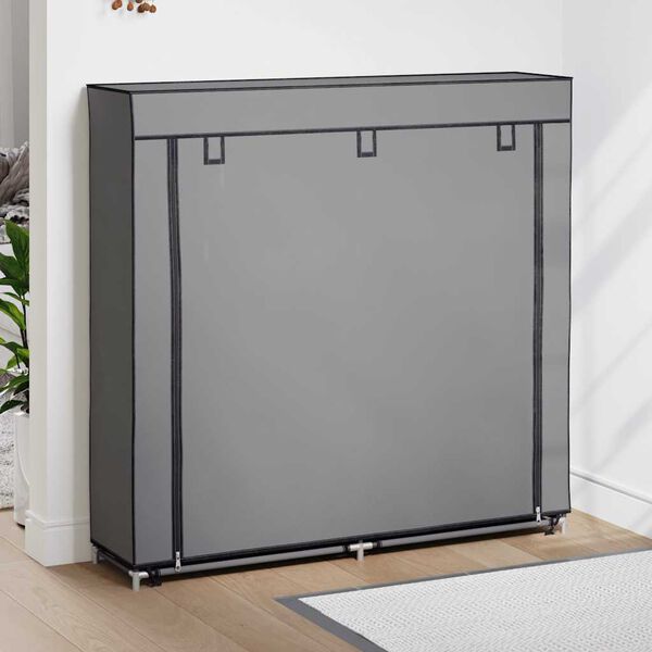 282434 vidaXL Shoe Cabinet with Cover Grey 115x28x110 cm Fabric