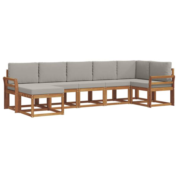 vidaXL Set vanjskih sofa s jastukom 7 pcs Prirodna i svijetlo siva