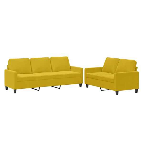 vidaXL 2-dijelni set sofa s jastucima žuti baršunasti