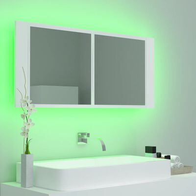 vidaXL LED kupaonski ormarić s ogledalom bijeli 100x12x45 cm akrilni