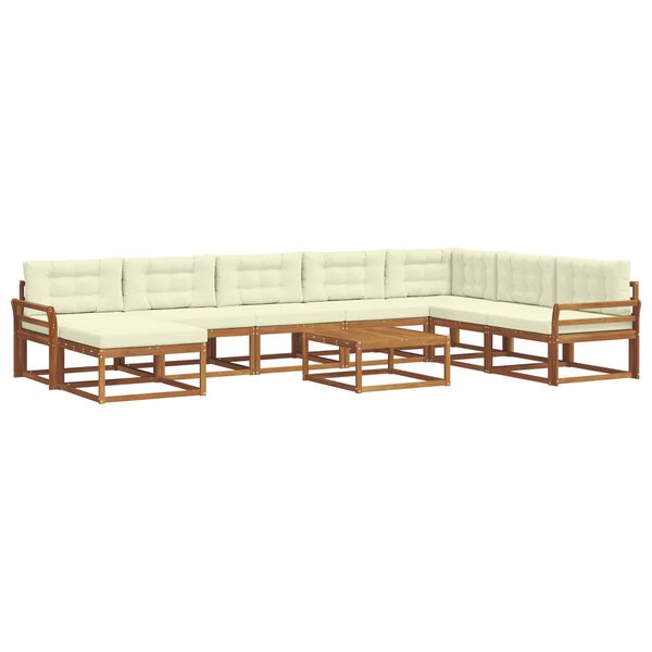 vidaXL Set vanjskih sofa s jastukom 9 pcs Prirodna i krem