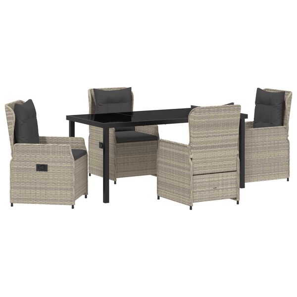 vidaXL Vrtni set za objed 5 pcs Svijetlo siva poliratan