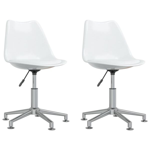 vidaXL Okretne blagovaonske stolice od umjetne kože 2 kom bijele
