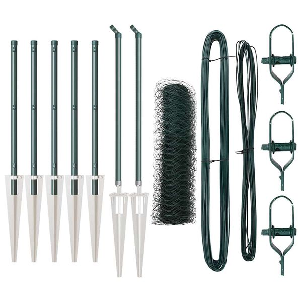 vidaXL Stup za ogradu Zelena 10 x 0,4 m (mreža 50 mm) Čelik i PVC