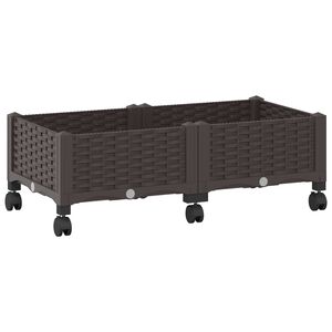 vidaXL Vrtni saksija s kotačima Smeđa 80 x 40 x 29 cm PP