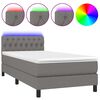 vidaXL Krevet box spring s madracem LED tamnosivi 90x200 cm tkanina