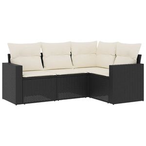 vidaXL 4-dijelni set vrtnih sofa od poliratana s jastucima crni