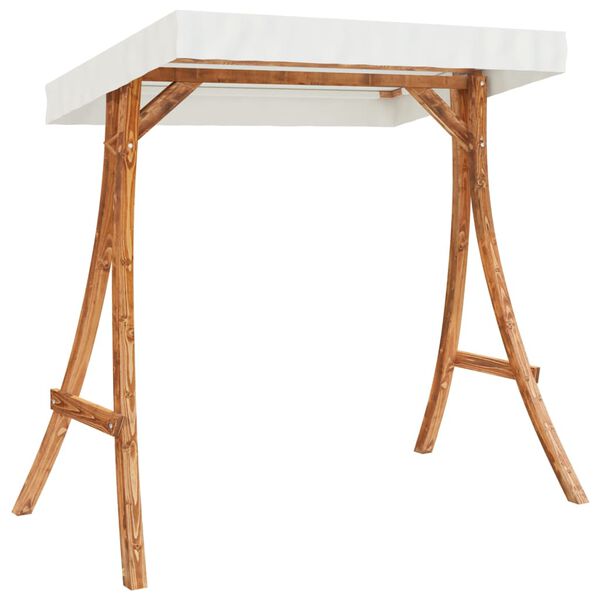 vidaXL Okvir za ljuljačku s krem krovom od savijenog drva i tikovine