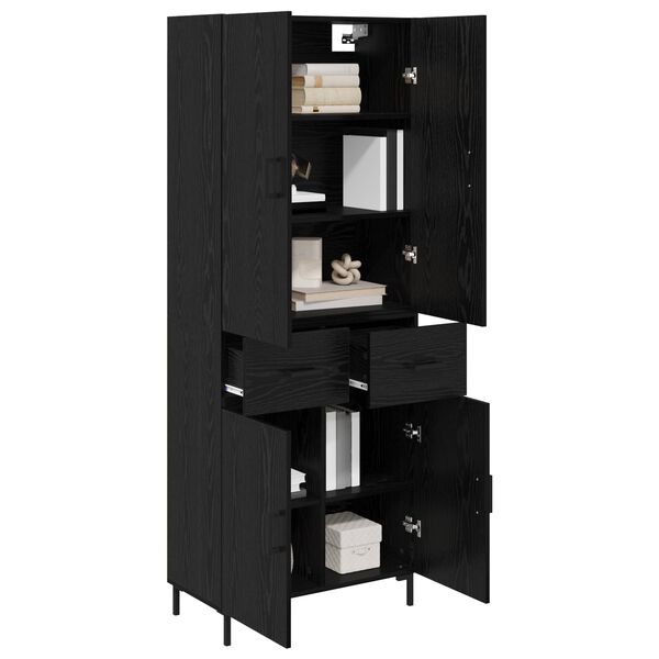 vidaXL Highboard Zidne Crni hrast 69,5 x 34 x 180 cm Konstruirano drvo
