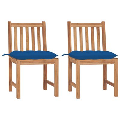 vidaXL Vrtne stolice s jastucima 2 kom od masivne tikovine