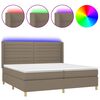 vidaXL Krevet box spring s madracem LED smeđesivi 200x200 cm tkanina