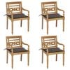 vidaXL Stolice Batavia s jastucima 4 kom od masivne tikovine