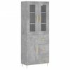 vidaXL Visoka komoda siva betona 69,5x34x180 cm od konstruiranog drva